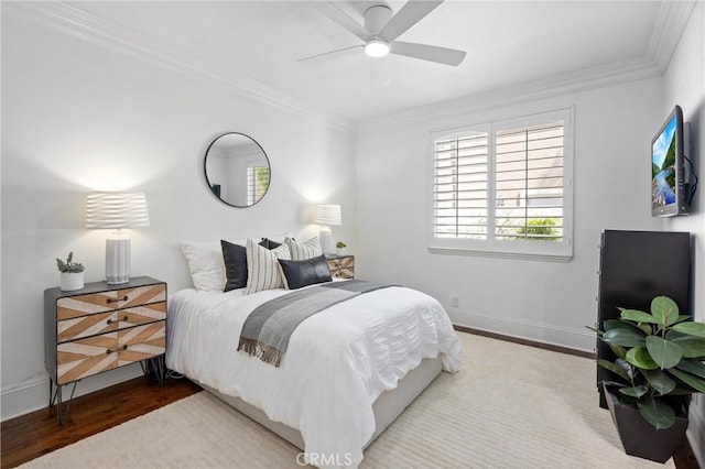 2175 Palmer Pl, Tustin, CA 92782 - bedroom featuring wood finished floors, crown molding, and ceiling fan
