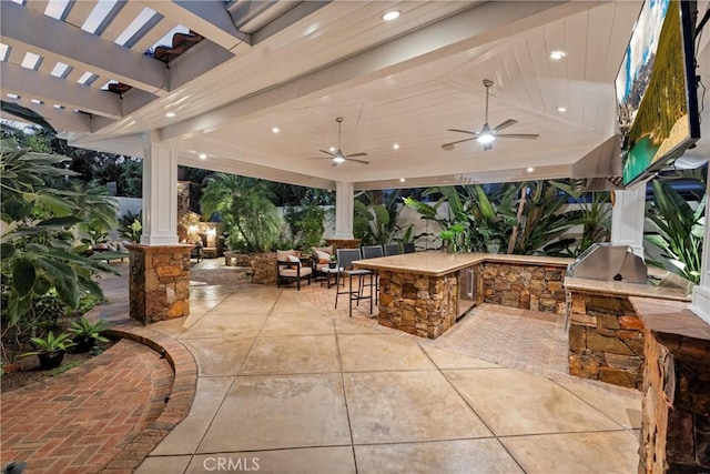 2175 Palmer Pl, Tustin, CA 92782 - view of patio featuring exterior kitchen and a pergola