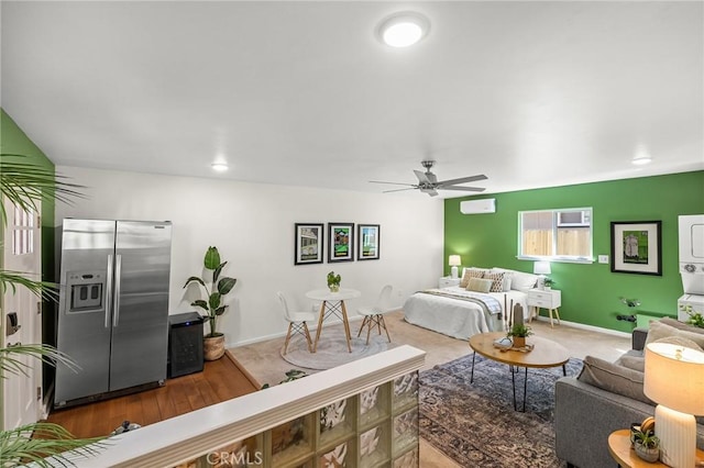 1168 Laburnum Ave, Chico, CA 95926 - bedroom with stainless steel refrigerator with ice dispenser and a ceiling fan