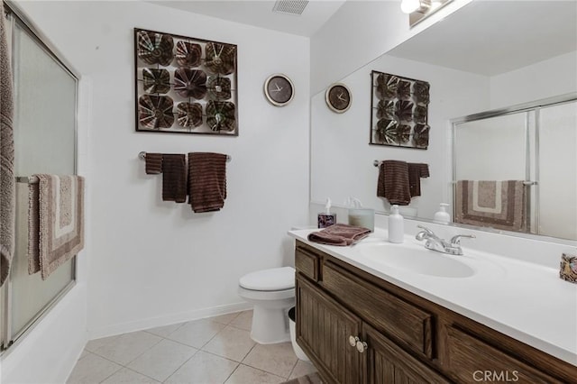 26966 Flo Ln Unit 319, Canyon Country, CA 91351 - bathroom with vanity, tile patterned flooring, and combined bath / shower with glass door