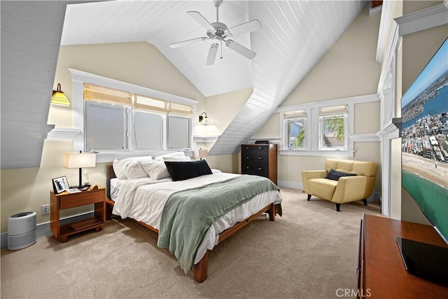 6025 E Ocean Blvd, Long Beach, CA 90803 - carpeted bedroom with lofted ceiling and ceiling fan