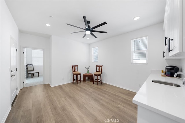 32084 Richardson St, Menifee, CA 92584 - living area with ceiling fan, light wood-style flooring, and recessed lighting