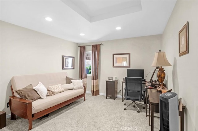12674 Metate Ln, Poway, CA 92064 - home office featuring recessed lighting and light carpet