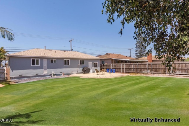 312 Lafayette Dr, Oxnard, CA 93036 - back of property with a fenced backyard, stucco siding, and a patio area