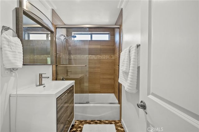 11209 Forbes Ave, Granada Hills, CA 91344 - bathroom featuring vanity and enclosed tub / shower combo