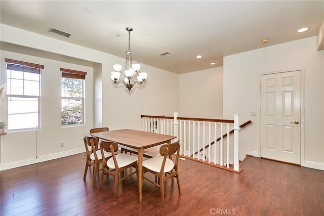 717 Arcadia Ave Unit C, Arcadia, CA 91007 - dining room with a chandelier, dark wood finished floors, and recessed lighting