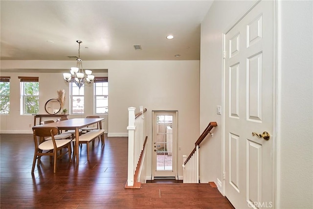 717 Arcadia Ave Unit C, Arcadia, CA 91007 - dining space with a chandelier, dark wood-type flooring, and recessed lighting
