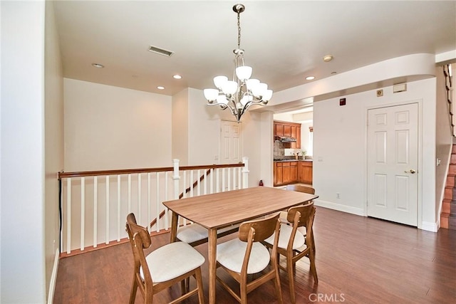 717 Arcadia Ave Unit C, Arcadia, CA 91007 - dining space featuring dark wood-style floors, a chandelier, and recessed lighting