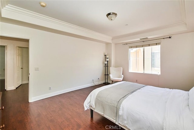 717 Arcadia Ave Unit C, Arcadia, CA 91007 - bedroom featuring crown molding, dark wood finished floors, and a tray ceiling