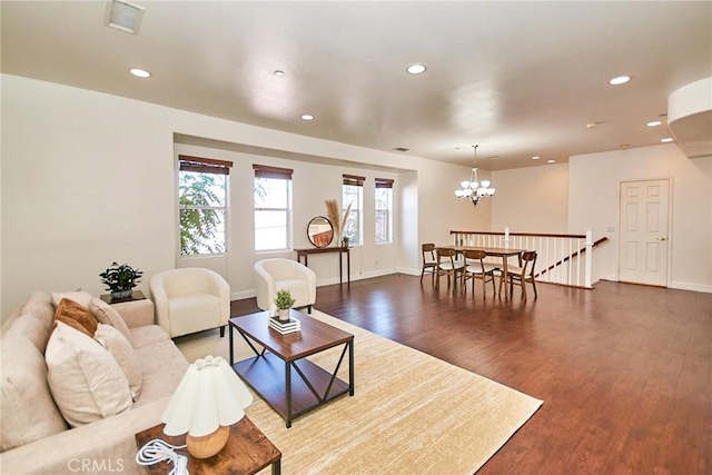 717 Arcadia Ave Unit C, Arcadia, CA 91007 - living area with a chandelier, recessed lighting, and wood finished floors