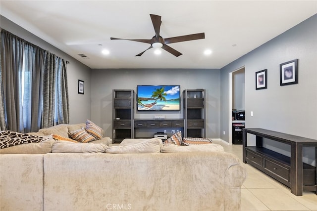 31572 Via Del Paso, Winchester, CA 92596 - living area with a ceiling fan, light tile patterned floors, and recessed lighting