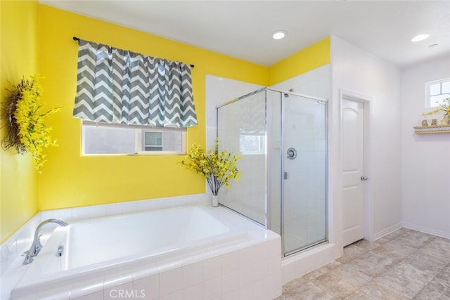 31572 Via Del Paso, Winchester, CA 92596 - bathroom with a bath, a shower stall, and recessed lighting