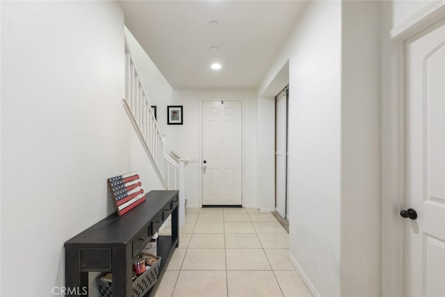 31572 Via Del Paso, Winchester, CA 92596 - corridor featuring light tile patterned floors and stairway