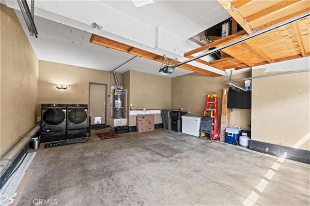 3732 Calle Monada, Riverside, CA 92503 - garage featuring washer and dryer, a garage door opener, and water heater