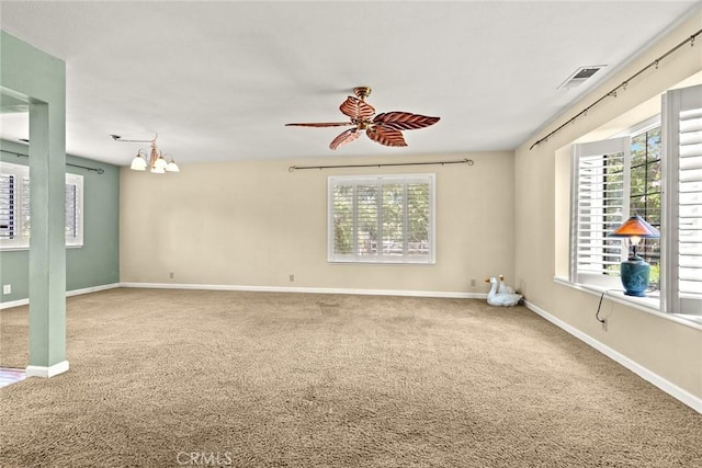 10 Roseanna Ct, Chico, CA 95973 - spare room with carpet flooring, a chandelier, and ceiling fan