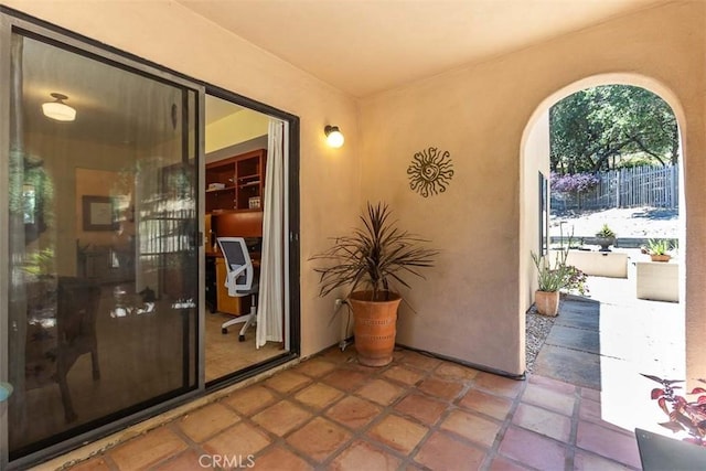 1410 Verde Canyon Rd, Arroyo Grande, CA 93420 - property entrance with stucco siding and a patio