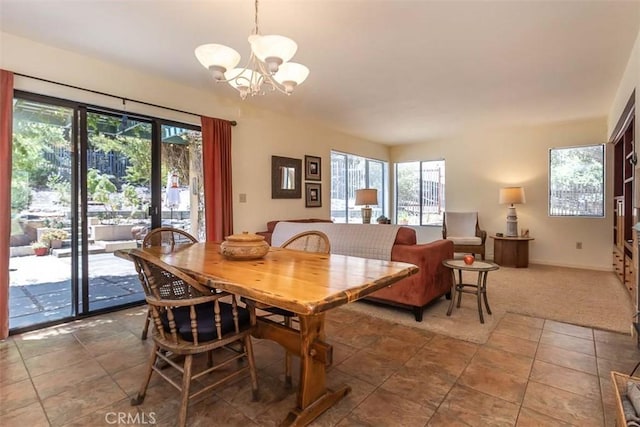 1410 Verde Canyon Rd, Arroyo Grande, CA 93420 - carpeted dining room featuring a chandelier and tile patterned floors