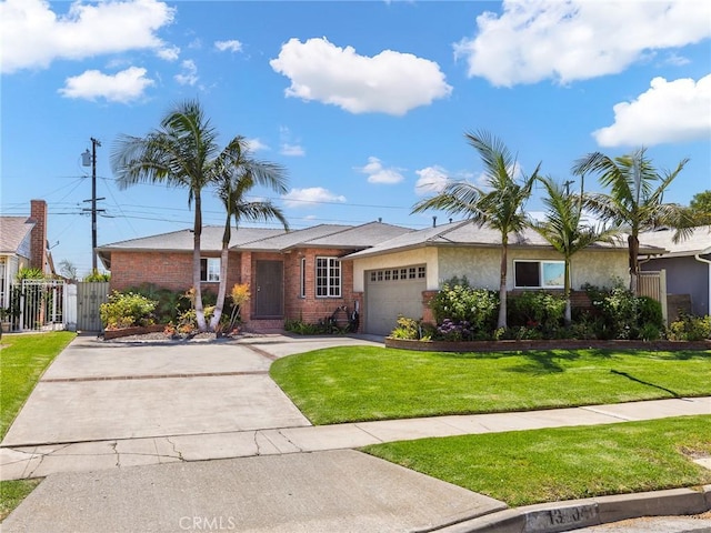 13404 Arcturus Ave, Gardena, CA 90249 - ranch-style house featuring an attached garage, concrete driveway, and brick siding