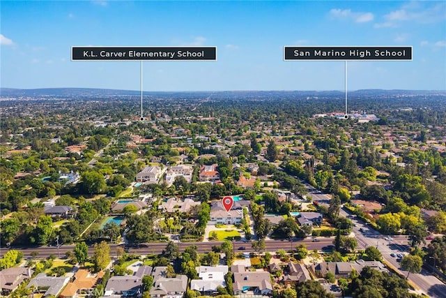 2786 E California Blvd, Pasadena, CA 91107 - aerial view of property and surrounding area with nearby suburban area