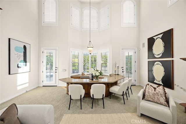 2786 E California Blvd, Pasadena, CA 91107 - dining room with light carpet and a towering ceiling