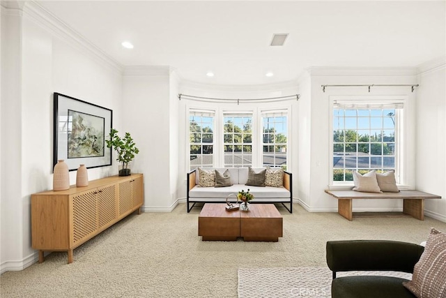 2786 E California Blvd, Pasadena, CA 91107 - living area featuring ornamental molding, carpet, and recessed lighting