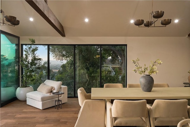 3733 Northland Dr, View Park, CA 90008 - dining room featuring a chandelier, wood finished floors, and recessed lighting