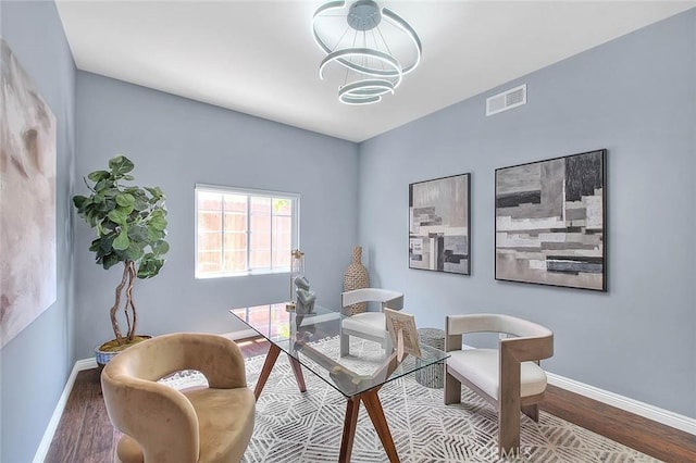 5221 Farago Ave, Temple City, CA 91780 - office with wood finished floors and a chandelier