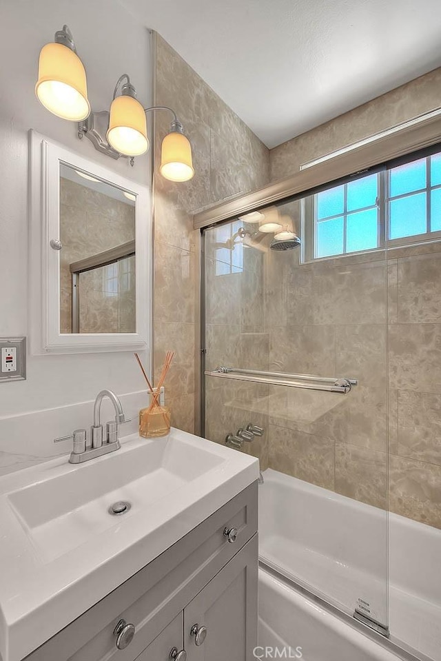 5221 Farago Ave, Temple City, CA 91780 - bathroom with vanity and combined bath / shower with glass door