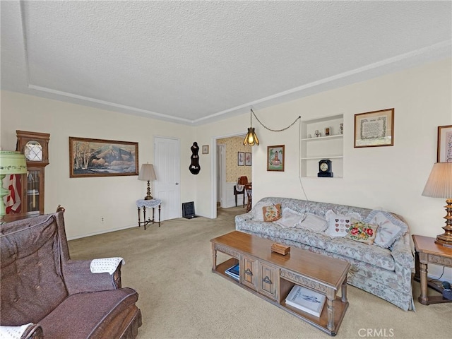 2345 22nd St, Santa Monica, CA 90405 - carpeted living area featuring a textured ceiling and built in features