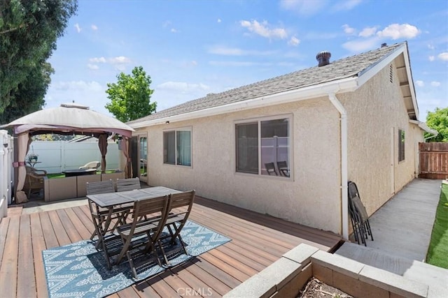 4332 Fairbrook Ln, Moorpark, CA 93021 - wooden deck featuring a gazebo and outdoor dining space