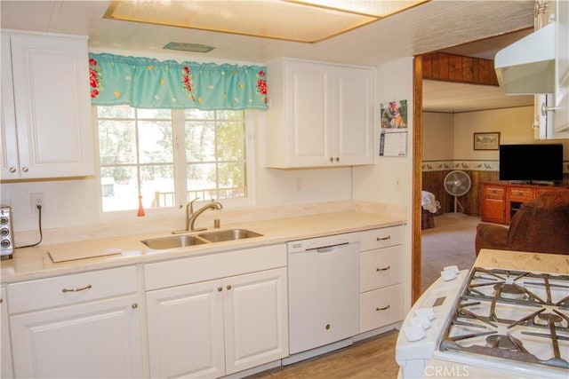 46424 Baldpate Ln, Squaw Valley, CA 93675 - kitchen featuring dishwasher, white cabinets, stove, and light countertops