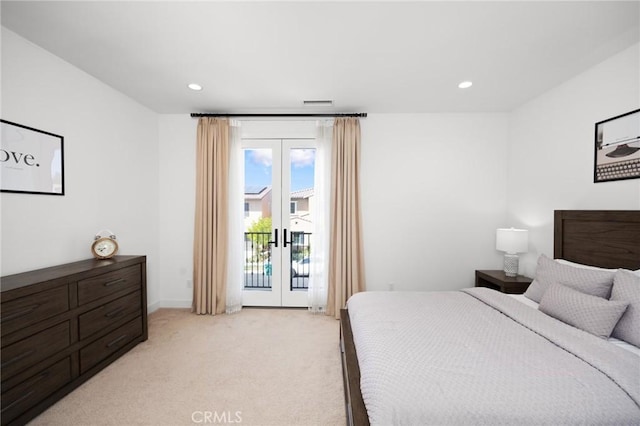 138 Jayhawk, Irvine, CA 92602 - bedroom with access to outside, french doors, light colored carpet, and recessed lighting