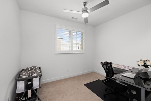 138 Jayhawk, Irvine, CA 92602 - home office featuring light carpet and ceiling fan