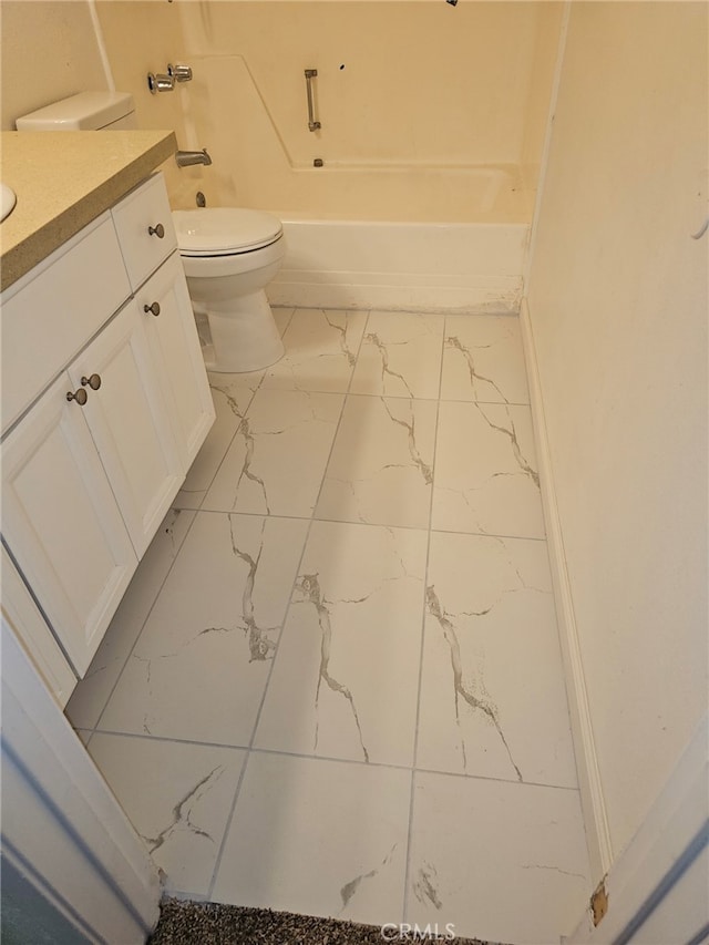 7941 Midhurst Dr, Highland, CA 92346 - full bath featuring marble look tiles, vanity, and shower / washtub combination