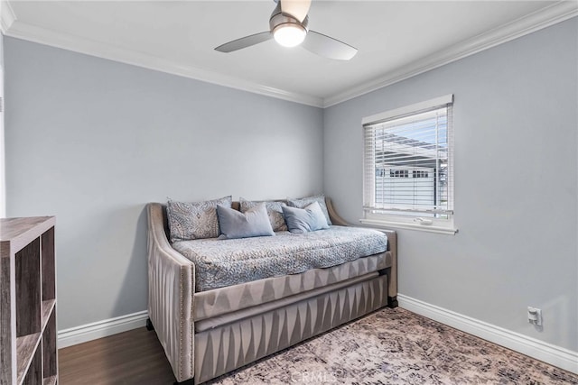 10041 Margo Ln, Westminster, CA 92683 - bedroom with ornamental molding, ceiling fan, and wood finished floors