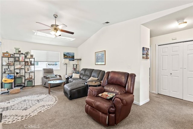 1654 E Ave, Chico, CA 95926 - living room featuring carpet flooring, ceiling fan, and lofted ceiling