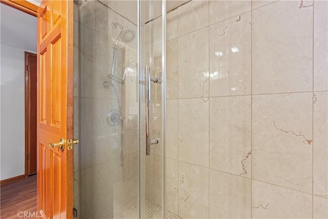 1104 Snowbird Dr, Frazier Park, CA 93225 - full bathroom with a shower stall and wood finished floors
