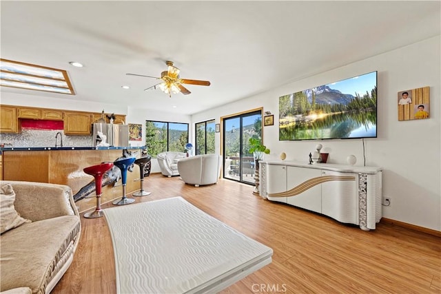 1104 Snowbird Dr, Frazier Park, CA 93225 - living area with light wood-style flooring, ceiling fan, and recessed lighting