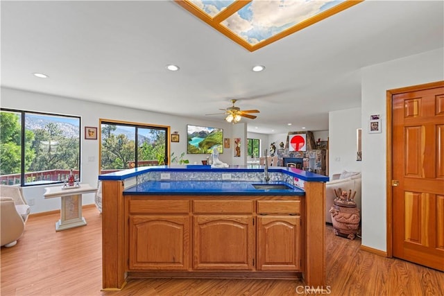1104 Snowbird Dr, Frazier Park, CA 93225 - kitchen featuring open floor plan, plenty of natural light, light wood-style floors, and recessed lighting