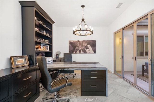 41783 Valencia Way, Temecula, CA 92592 - office area featuring a chandelier
