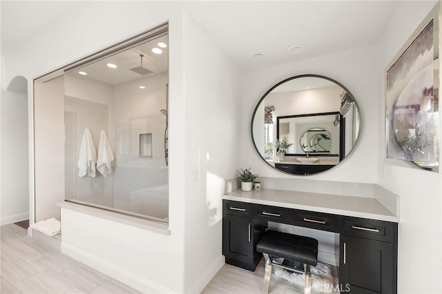 41783 Valencia Way, Temecula, CA 92592 - full bathroom featuring walk in shower, recessed lighting, and vanity