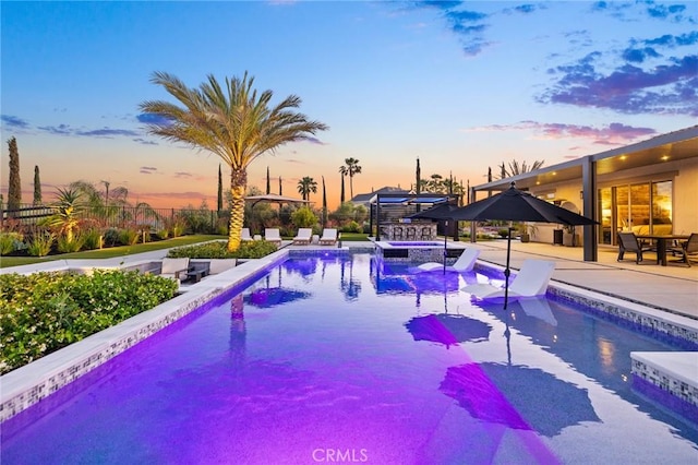 41783 Valencia Way, Temecula, CA 92592 - view of pool featuring a gazebo, a patio area, and a pool with connected hot tub