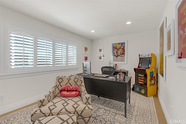 2056 Dublin Dr, Glendale, CA 91206 - office featuring healthy amount of natural light, wood finished floors, and recessed lighting