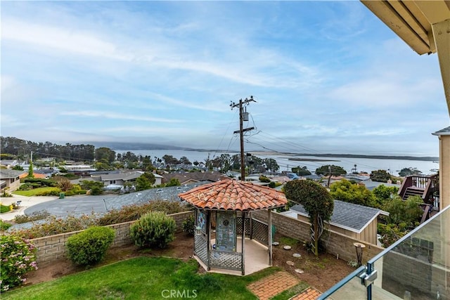 750 Luisita St, Morro Bay, CA 93442 - water view with a gazebo and a fenced backyard