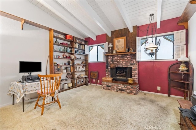 750 Luisita St, Morro Bay, CA 93442 - carpeted home office featuring a brick fireplace and baseboards