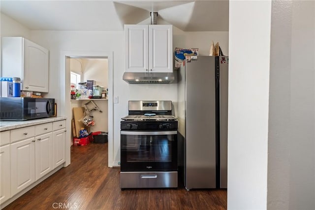 228 S 4th St, Santa Paula, CA 93060 - kitchen featuring appliances with stainless steel finishes, under cabinet range hood, and white cabinets