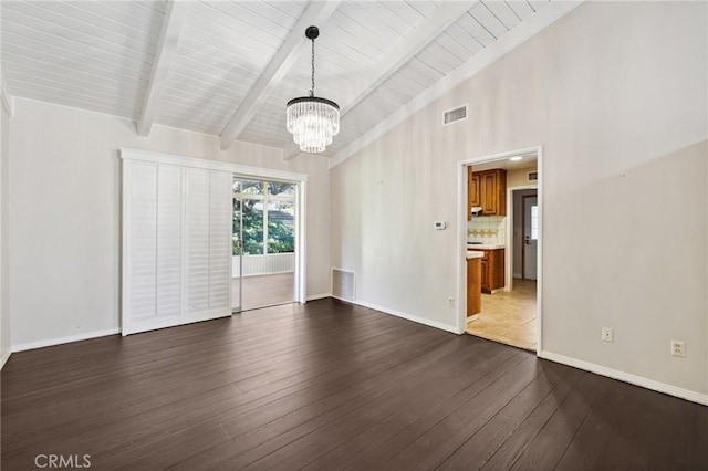 1296 Tiger Tail Dr, Riverside, CA 92506 - unfurnished room with dark wood-style flooring and a chandelier