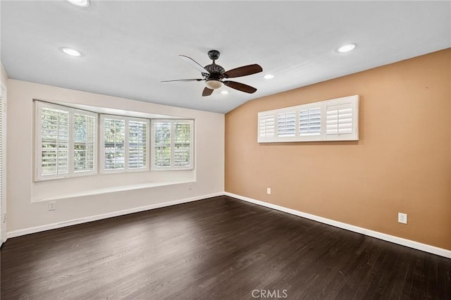 1296 Tiger Tail Dr, Riverside, CA 92506 - unfurnished room with wood finished floors, a ceiling fan, recessed lighting, and lofted ceiling