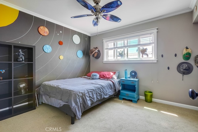 23402 Devonshire Dr, Lake Forest, CA 92630 - bedroom featuring carpet, crown molding, and a ceiling fan