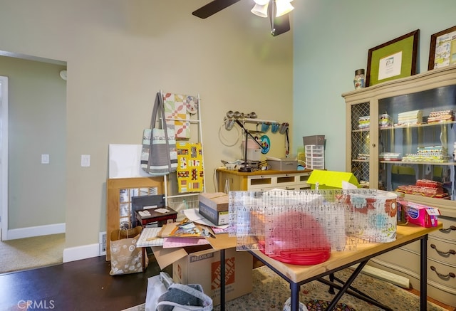 23402 Devonshire Dr, Lake Forest, CA 92630 - home office featuring a ceiling fan and baseboards